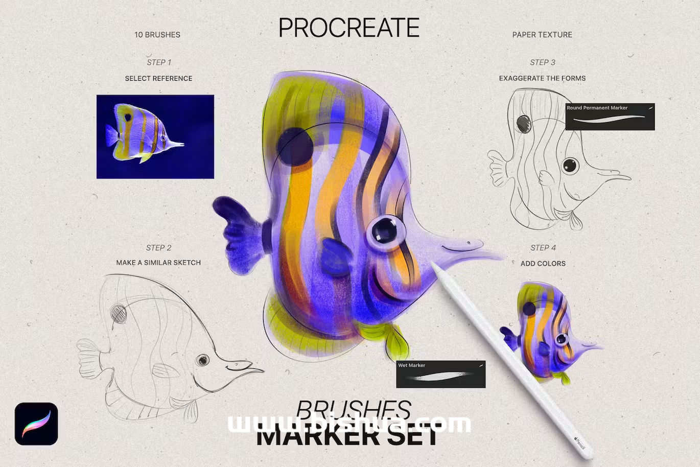 Procreate笔刷丨油画质感厚涂手绘笔刷